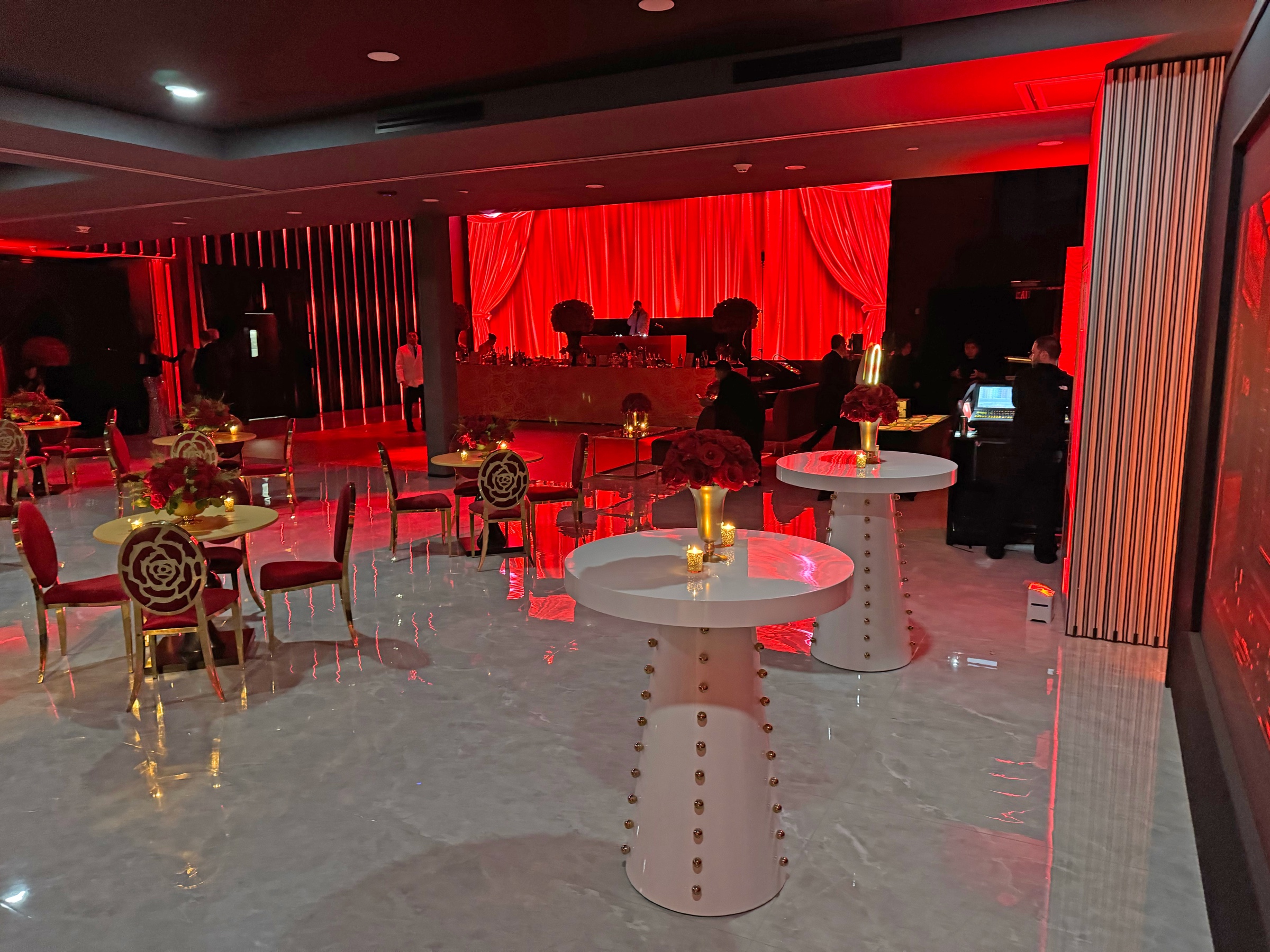 Elegant event hall prepared for a celebration